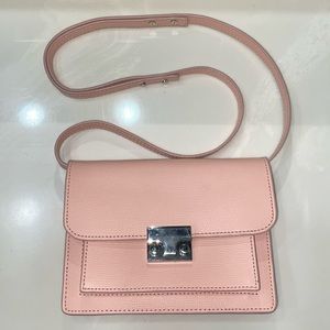 Loeffler Randall Pink mini rider bag with silver hardware
